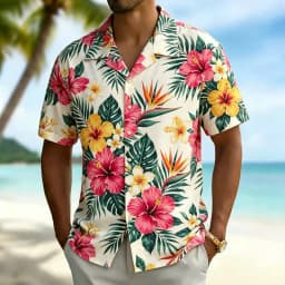Men's Classic Hawaiian Vacation Style Shirt, Suitable for Summer Festivals, Beach Travel, Daily Travel, and Street Dressing