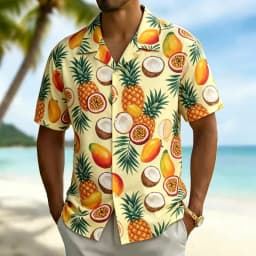 Men's Classic Hawaiian Vacation Style Shirt, Suitable for Summer Festivals, Beach Travel, Daily Travel, and Street Dressing