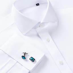 High-end 200 4-Strand Yarn 100% Cotton Men's French Cufflink Shirt One-Length Collar DP Ready-to-Wear No-Iron White