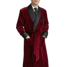 Long Velvet Smoking Jacket with Belt 1 Piece Shawl Lapel Wedding Groom Coat Men Fashion Blazer Single One Coat (S-5XL)
