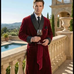 Long Velvet Smoking Jacket with Belt 1 Piece Shawl Lapel Wedding Groom Coat Men Fashion Blazer Single One Coat (S-5XL)