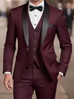 Men's Formal Suit Set Business Casual Slim Fit Tuxedo for Wedding, Long Sleeve Notch Lapel, Groom