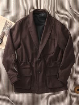 POT&CRAFTSMAN Classic Jacket Premium Casual Teba Collar Spanish Jacket Coffee Brown Wool Tweed Top Suit Collar Men's