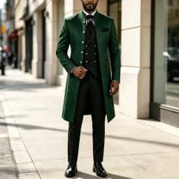 Long Floral Pattern Wedding Suits Men 3‑Pieces Single Breasted Groom Tuxedo with Stand Collar Jacket Vest Pants Evening Outfit