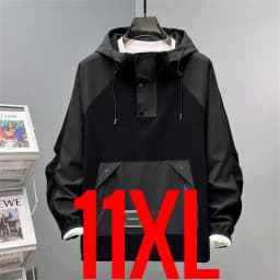 Extra Plus Size 13XL Men Hoodie Hooded Half Zip Up Winderbreaker Male Cargo Jacket Oversized Large Big 5xl 6xl 7xl 8xl 10XL Coat