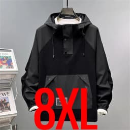 Extra Plus Size 13XL Men Hoodie Hooded Half Zip Up Winderbreaker Male Cargo Jacket Oversized Large Big 5xl 6xl 7xl 8xl 10XL Coat