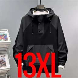 Extra Plus Size 13XL Men Hoodie Hooded Half Zip Up Winderbreaker Male Cargo Jacket Oversized Large Big 5xl 6xl 7xl 8xl 10XL Coat