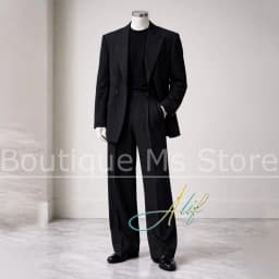 Chic Men's Black Suit Oversized Peak Lapel Double Breasted Outfit Casual Formal Business Wedding Party Prom Tuxedo 2 Piece