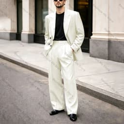 Chic Men's Black Suit Oversized Peak Lapel Double Breasted Outfit Casual Formal Business Wedding Party Prom Tuxedo 2 Piece