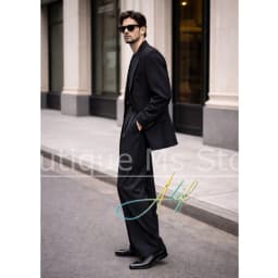 Chic Men's Black Suit Oversized Peak Lapel Double Breasted Outfit Casual Formal Business Wedding Party Prom Tuxedo 2 Piece