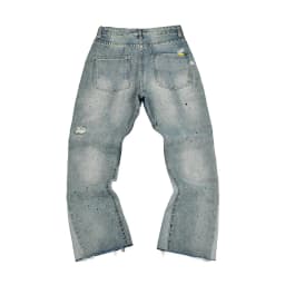 High Street Letter Embroidery Washed Blue Baggy Jeans for Men Straight Vintage Loose Casual Denim Pants Oversized Ropa Hombre