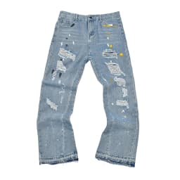 High Street Letter Embroidery Washed Blue Baggy Jeans for Men Straight Vintage Loose Casual Denim Pants Oversized Ropa Hombre
