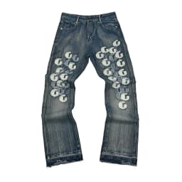 High Street Letter Embroidery Washed Blue Baggy Jeans for Men Straight Vintage Loose Casual Denim Pants Oversized Ropa Hombre