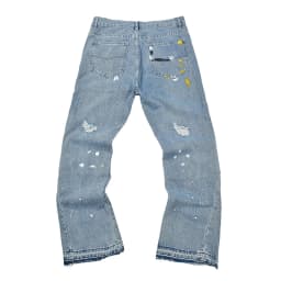 High Street Letter Embroidery Washed Blue Baggy Jeans for Men Straight Vintage Loose Casual Denim Pants Oversized Ropa Hombre