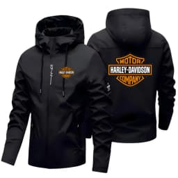 New Harley Davidson Autumn Man Motorcycle Hooded Jacket Outdoors Hiking Windbreaker Jacket Leisure Fashion Printed Zipper Coat