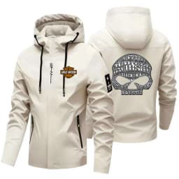 New Harley Davidson Autumn Man Motorcycle Hooded Jacket Outdoors Hiking Windbreaker Jacket Leisure Fashion Printed Zipper Coat