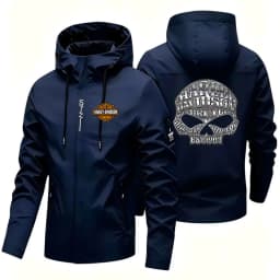 New Harley Davidson Autumn Man Motorcycle Hooded Jacket Outdoors Hiking Windbreaker Jacket Leisure Fashion Printed Zipper Coat