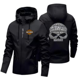 New Harley Davidson Autumn Man Motorcycle Hooded Jacket Outdoors Hiking Windbreaker Jacket Leisure Fashion Printed Zipper Coat