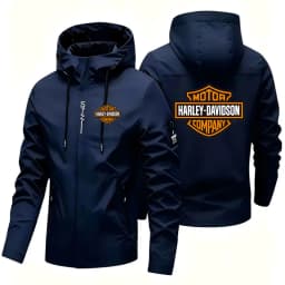 New Harley Davidson Autumn Man Motorcycle Hooded Jacket Outdoors Hiking Windbreaker Jacket Leisure Fashion Printed Zipper Coat