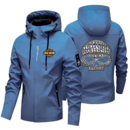 New Harley Davidson Autumn Man Motorcycle Hooded Jacket Outdoors Hiking Windbreaker Jacket Leisure Fashion Printed Zipper Coat