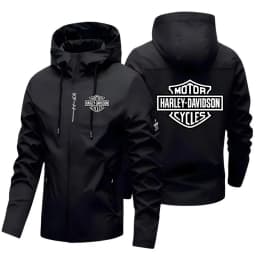 New Harley Davidson Autumn Man Motorcycle Hooded Jacket Outdoors Hiking Windbreaker Jacket Leisure Fashion Printed Zipper Coat