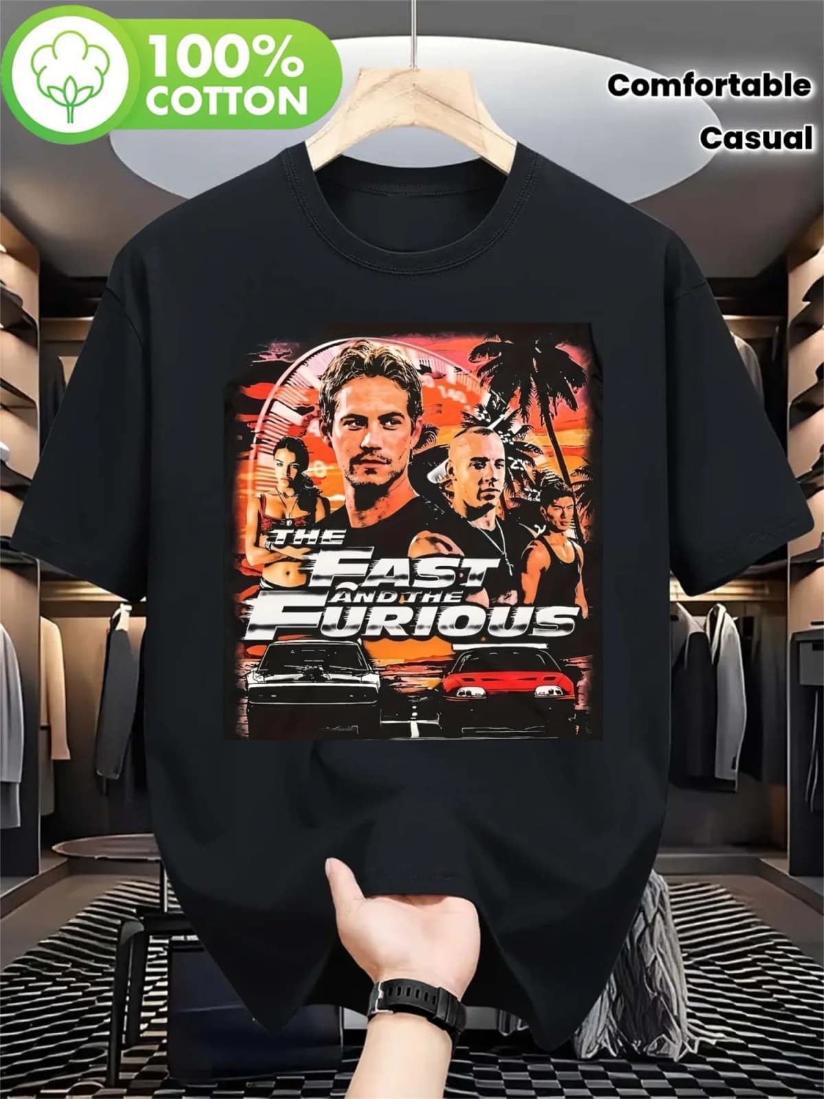 Comfortable And Vibrant Retro Design T-Shirt Inspired by Fast And Furious, Perfect for Both Men And Women. Black Casual Men'S T-Shirt
