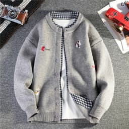 Men's Autumn Winter Knitted Cardigan Single Breasted Embroidered Warm Sweater Jacket Fashionable and Trendy Brand Men's Clothing