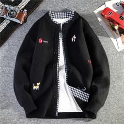 Men's Autumn Winter Knitted Cardigan Single Breasted Embroidered Warm Sweater Jacket Fashionable and Trendy Brand Men's Clothing
