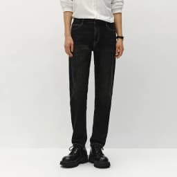 Semir Men Jeans Fleece Lined Stretch Skinny Fit Whisker Wash 2026 Vintage Commuter Warm Slim Urban Casual Denim Trousers