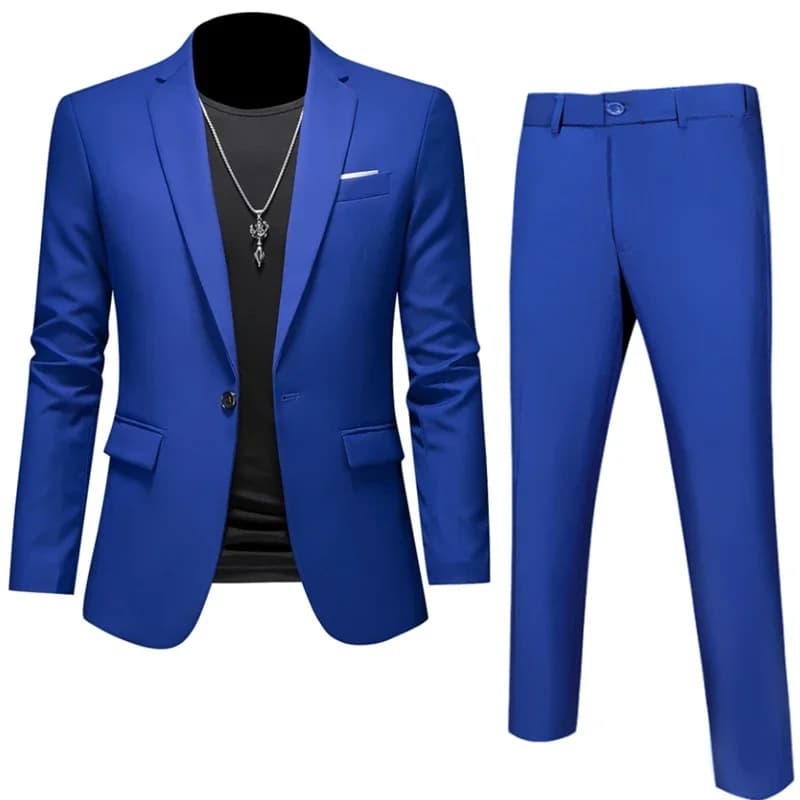 Plus Size 6XL 5XL Men's Suit Coat+2 Piece Pants/Business Fashion Office Dress/Slim Fit High Quality Groom Wedding Dress Suit Set