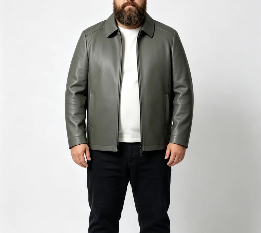 Spring and Autumn's New Haining Casual Leather Jacket, Men's Lapel Leather Jacket, High-End Large-Sized Goatskin Coat