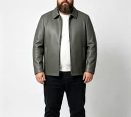 Spring and Autumn's New Haining Casual Leather Jacket, Men's Lapel Leather Jacket, High-End Large-Sized Goatskin Coat