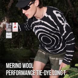 Men's Black & White Tie-Dye Merino Wool Long Sleeve T-Shirt – Soft & Stretchy Outdoor Base Hiking & Running