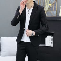 Korean Slim Fit Two-Piece Suit Set Casual Trendy British Style Spring Autumn Handsome Coat with Trousers Hair Stylist Fashion