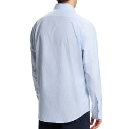 CH Letter Embroidered Solid Color Stripe Long Sleeve Shirt Men Point Collar Regular Fit Luxury Touch Premium Cotton Tops