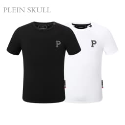 PLEIN SKULL Men's High Stretch Short Sleeve Top Classic Summer Breathable High Street T-shirt Round Neck Business Sports shirt