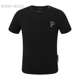 PLEIN SKULL Men's High Stretch Short Sleeve Top Classic Summer Breathable High Street T-shirt Round Neck Business Sports shirt