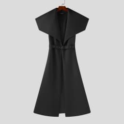 Men Long Style Trench Lapel Sleeveless Solid Color Streetwear Casual Male Cardigan With Belt 2025 Fashion Coats S-5XL INCERUN