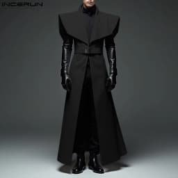 Men Long Style Trench Lapel Sleeveless Solid Color Streetwear Casual Male Cardigan With Belt 2025 Fashion Coats S-5XL INCERUN