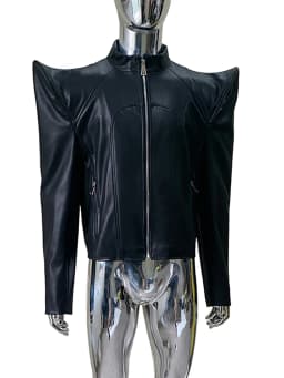 Nerazzurri Spring Autumn Cool Black Short Pu Leather Jacket Men Shoulder Pads Long Sleeve Luxury Streetwear Zip Up Clothes 2026