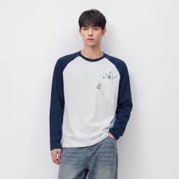 Semir Men Tshirt Long Sleeve Raglan Sleeve Retro College Style 2026 Autumn Couple Pullover Casual Everyday Top Daily