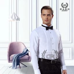 2026 DR DARO UOMO Mens Shirts White Tuxedo Shirt Party Wedding Shirt 883-White