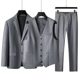 High-End Large Size Men's Three-Piece Suit Set - Business Formal Wedding Dress Coat Vest Trousers Combo for Plus Size Men