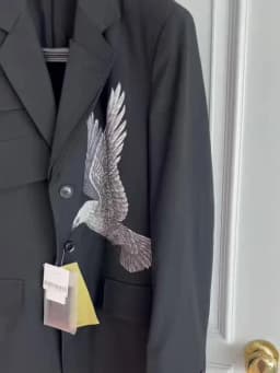 TOP-YAMAMOTO's original design of a black casual jacket made of dove wool suit