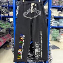 New Arrival Black Oversize Paly Pants Men Women Best Quality Washing Printing Casual Trousers
