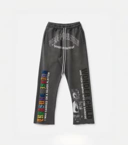 New Arrival Black Oversize Paly Pants Men Women Best Quality Washing Printing Casual Trousers