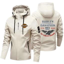 2026 Harley Davidson Man Autumn Hooded Jacket Motorcycle Windproof Coat Outdoors Mountaineering Zipper Jacket Casual Fashion Top
