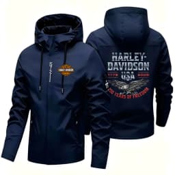 2026 Harley Davidson Man Autumn Hooded Jacket Motorcycle Windproof Coat Outdoors Mountaineering Zipper Jacket Casual Fashion Top