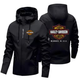 2026 Harley Davidson Man Autumn Hooded Jacket Motorcycle Windproof Coat Outdoors Mountaineering Zipper Jacket Casual Fashion Top