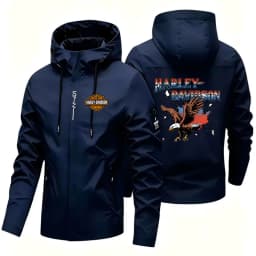 2026 Harley Davidson Man Autumn Hooded Jacket Motorcycle Windproof Coat Outdoors Mountaineering Zipper Jacket Casual Fashion Top